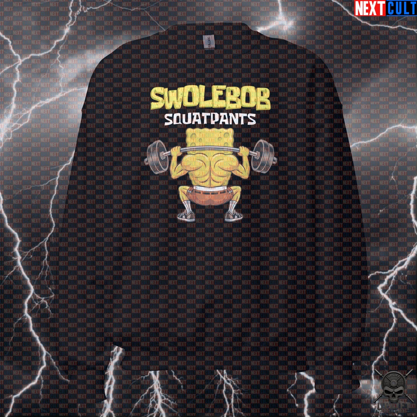 Swolebob Squatpants Funny Gym Sweatshirt | SpongeBob Leg Day Meme Workout Sweater | Pullover Pump Cover Sweatshirts Next Cult Brand