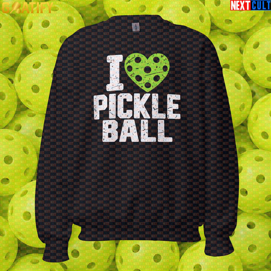 Pickleball Sweatshirt I Love Pickleball Retro Heart Crewneck for Players & Gifts | Sweatshirts | ["NCB", "Pickleball"]