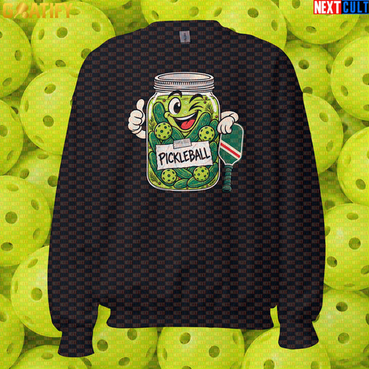 Pickleball Sweatshirt Retro Pickle Jar Joke for Players, League Nights & Sports Gifts | Sweatshirts | ["NCB", "Pickleball"]