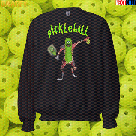 Pickleball Sweatshirt Pickle Rick Cartoon Meme for Players, League Nights & Funny Gifts | Sweatshirts | ["NCB", "Pickleball"]