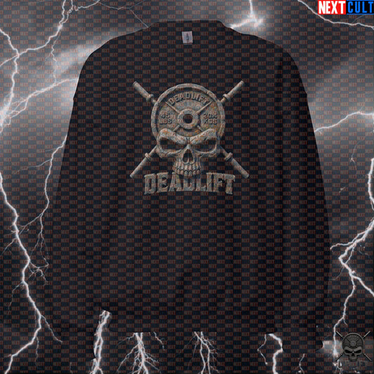 Deadlift Sweatshirt Stone Skull Gym Crewneck for Powerlifters, Heavy Lifting Gift | Sweatshirts | ["Bodybuilding", "Fitness", "Gym", "Hardcore", "Leg Day", "NCB", "Powerlifting", "Pump Cover", "Workout"]