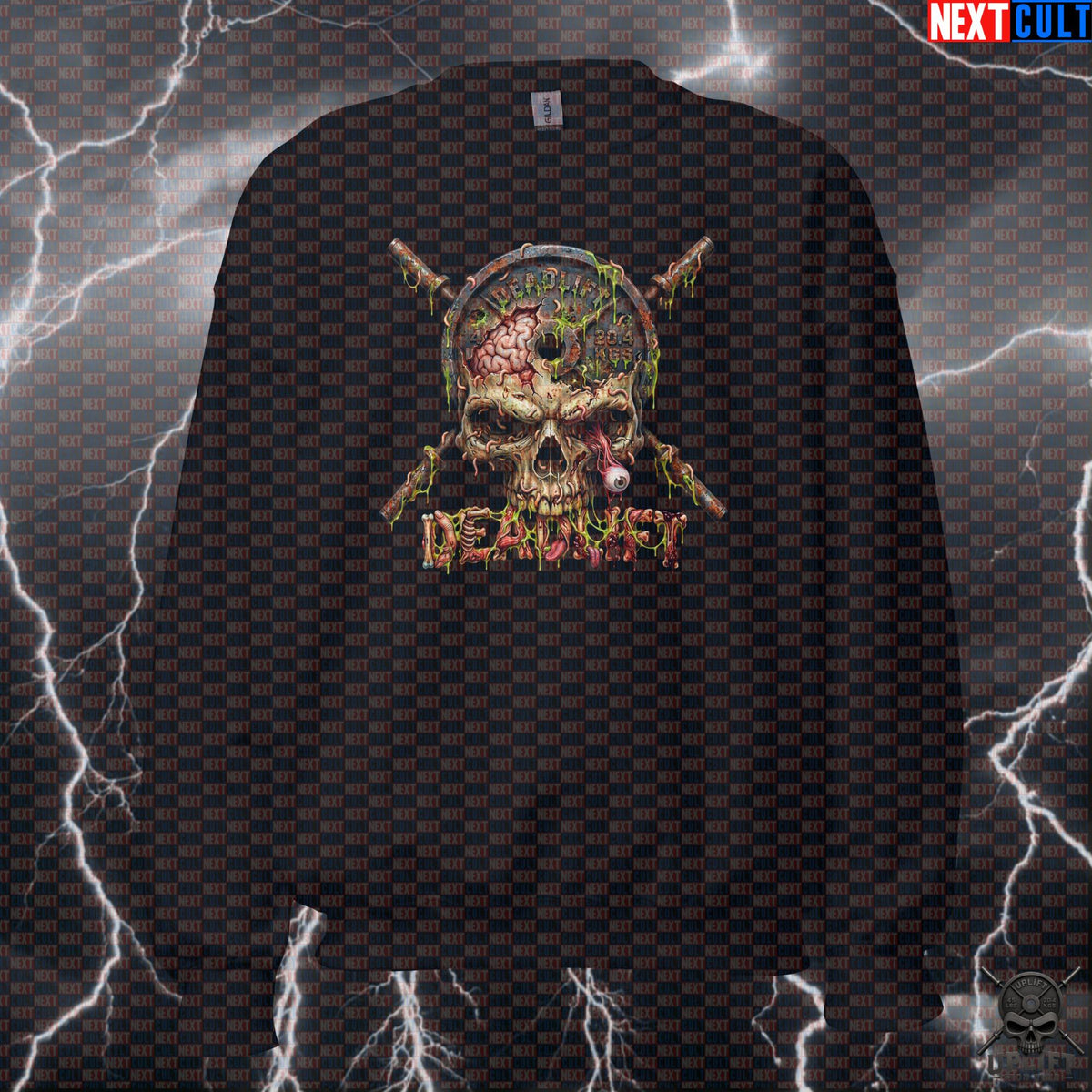 Deadlift Sweatshirt Zombie Skull Gym Crewneck for Lifters, Halloween Powerlifting Gift | Sweatshirts | ["Bodybuilding", "Fitness", "Gym", "Halloween", "Leg Day", "NCB", "Powerlifting", "Pump Cover", "Workout"]
