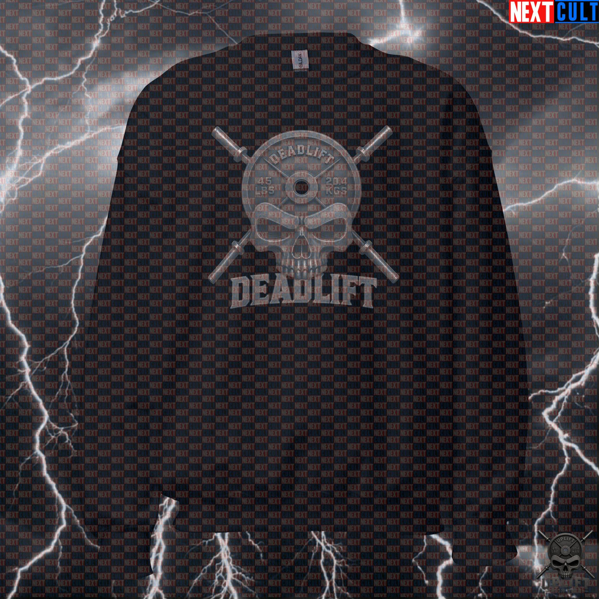Deadlift Sweatshirt Skull Graphic for Lifters, Hardcore Workout Crewneck, Fitness Gift Sweatshirts Next Cult Brand