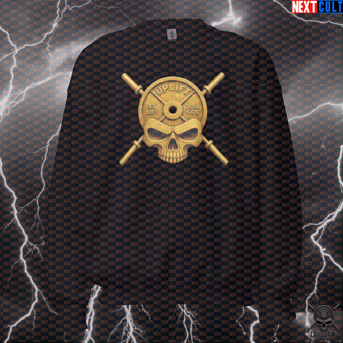 Gold Skull Sweatshirt for Lifters, Uplift Iron Club Crewneck, Hardcore Fitness Gift Sweatshirts Next Cult Brand