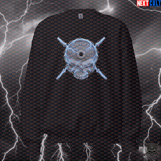 Sweatshirt Lightning Skull Crewneck for Lifters Gym Wear Strength Gift Uplift Iron Club Sweatshirts Next Cult Brand