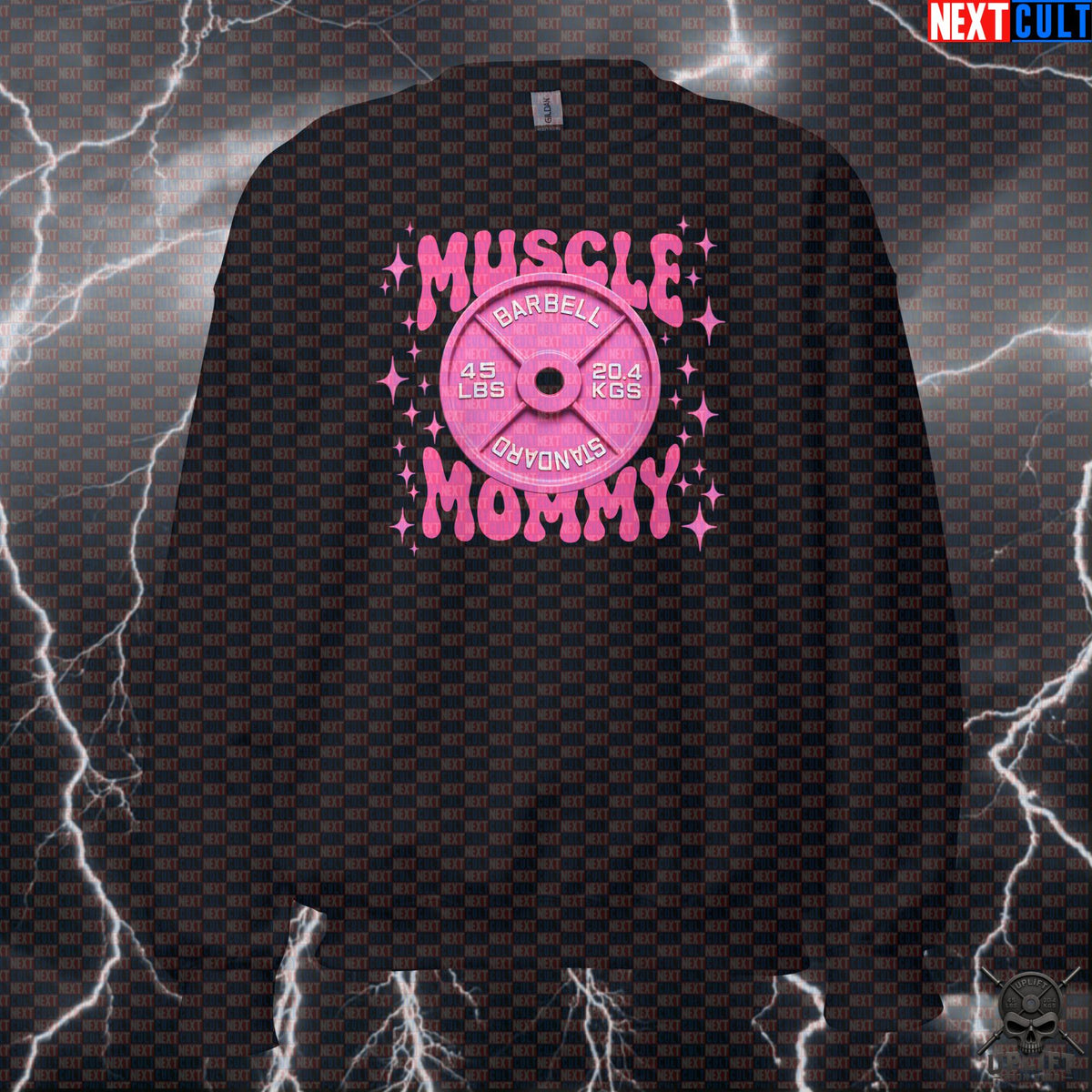 Muscle Mommy Sweatshirt Pink Barbell Plate Crewneck for Women Who Lift | Sweatshirts | ["Bodybuilding", "Fitness", "Gym", "Gym Girl", "Muscle Mommy", "NCB", "Powerlifting", "Pump Cover", "Workout"]
