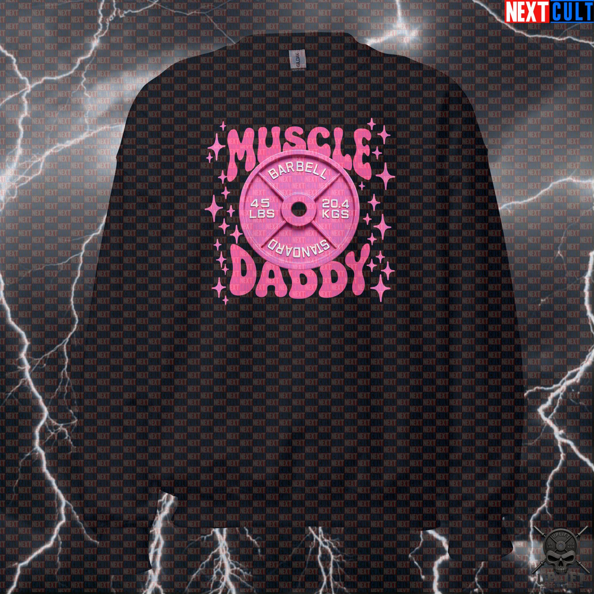 Muscle Daddy Sweatshirt Pink Barbell Plate Crewneck for Men Who Lift | Sweatshirts | ["Bodybuilding", "Fitness", "Gym", "NCB", "Powerlifting", "Pride", "Pump Cover", "Workout"]
