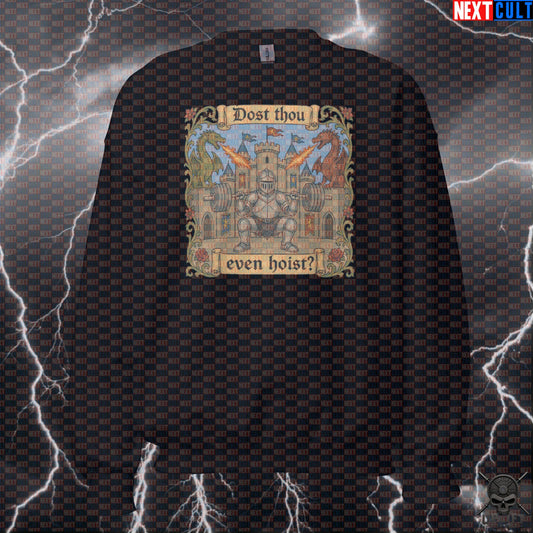 Medieval Gym Sweatshirt – Dost Thou Even Hoist Knight & Dragon Pump Cover for Lifters Sweatshirts Next Cult Brand