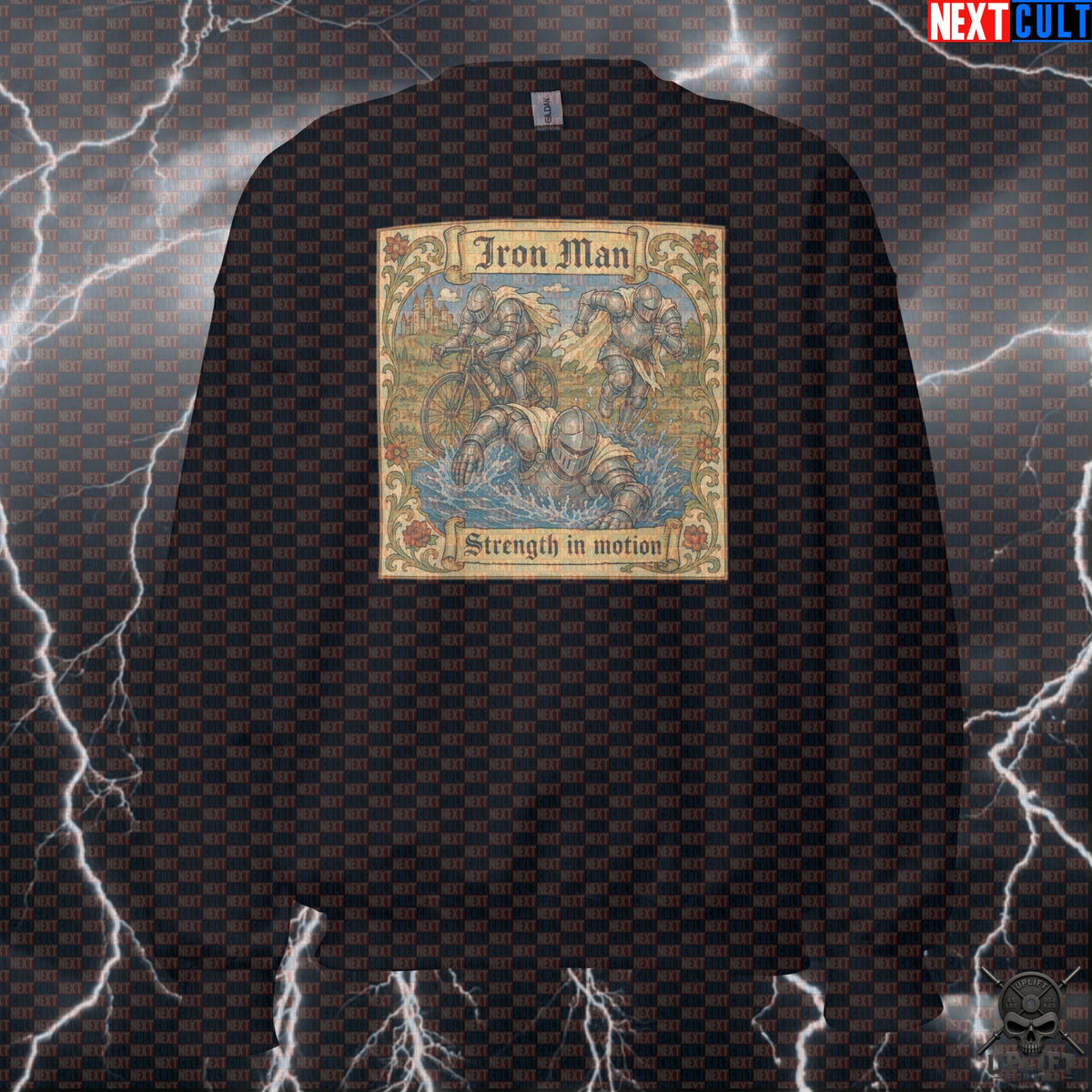 Hybrid Athlete Sweatshirt – Iron Man Medieval Triathlon Crewneck for Endurance Racers | Sweatshirts | ["Cardio", "Fitness", "Gym", "IRONMAN", "Knight", "NCB", "Pump Cover", "Triathlon", "Workout"]
