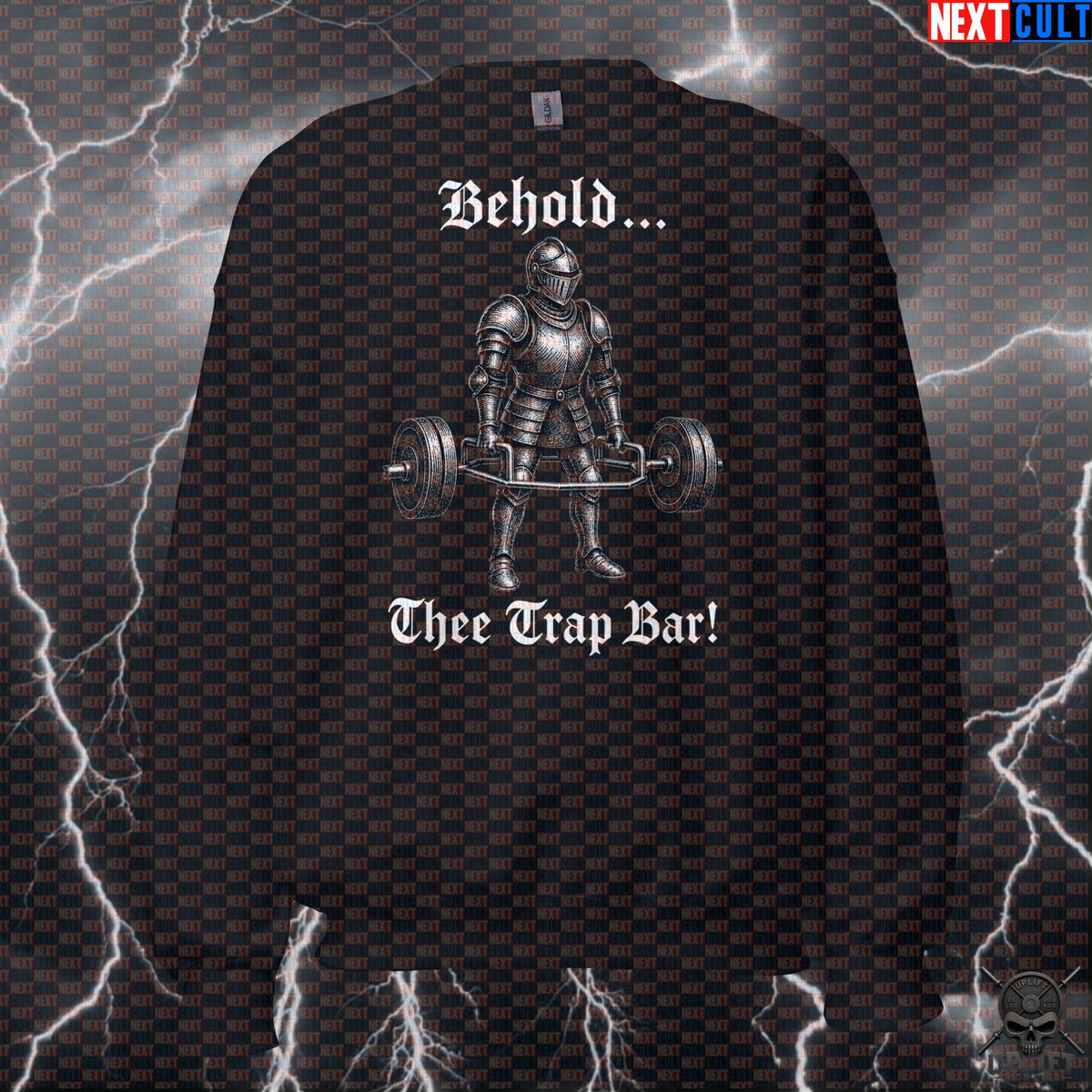 Trap Bar Deadlift Sweatshirt Behold Thee Trap Bar Medieval Knight Crewneck for Bodybuilders | Sweatshirts | ["Bodybuilding", "Fitness", "Gym", "Knight", "Leg Day", "NCB", "Pump Cover", "Workout"]