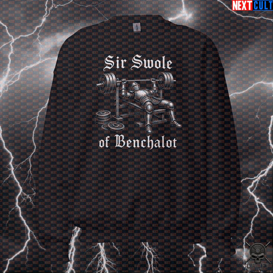 Gym Sweatshirt Sir Swole of Benchalot Medieval Knight Chest Day Crewneck for Lifters Sweatshirts Next Cult Brand