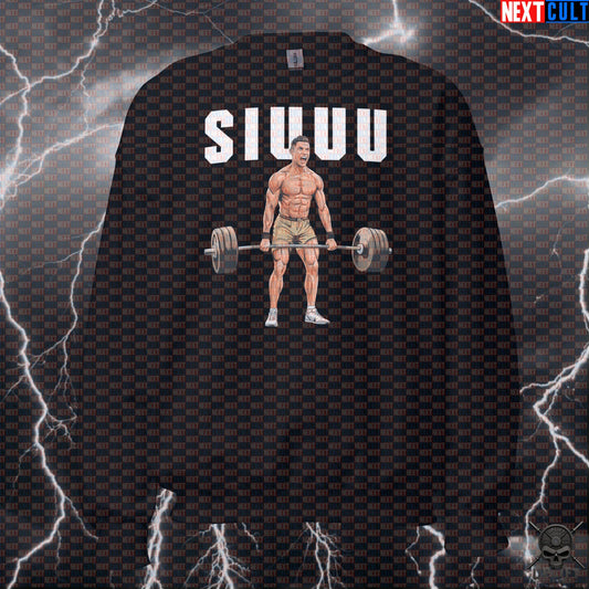 Funny SIUUU Deadlift Gym Sweatshirt | Cristiano Ronaldo Meme Workout Sweater | Football Fitness Pullover Sweatshirts Next Cult Brand