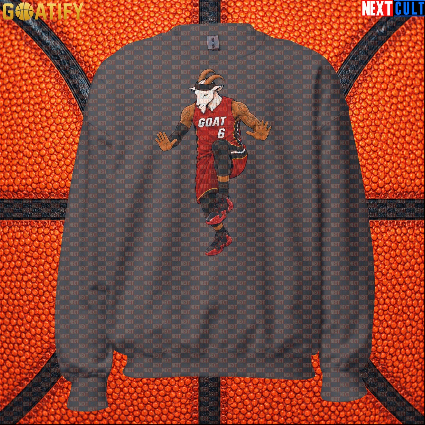 LeBron James Sweatshirt – Miami Heat GOAT Crewneck Gift for Retro NBA Basketball Fans Charcoal Next Cult Brand