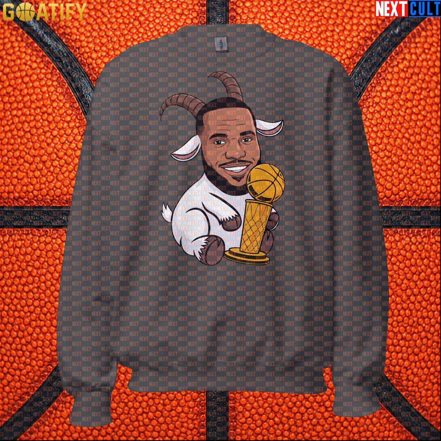 LeBron James Sweatshirt – LeGOAT Trophy Crewneck Gift for NBA Fans and Collectors |  | ["Basketball", "Cleveland Cavaliers", "LeBron James", "Los Angeles Lakers", "Miami Heat", "NBA"]