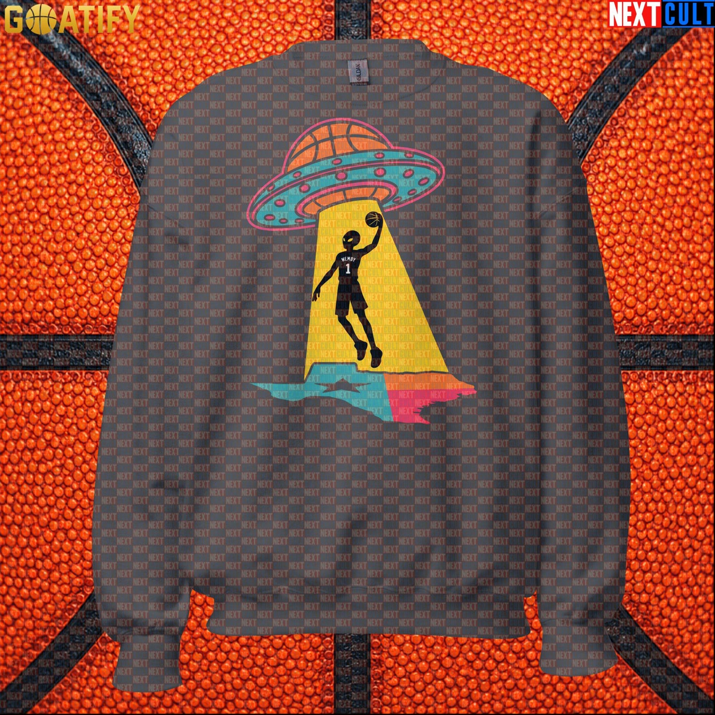 Basketball Sweatshirt Alien Wemby UFO Abduction Design for Spurs Fans and Winter Game Days |  | ["Basketball", "France", "NBA", "San Antonio Spurs", "Victor Wembanyama", "Wemby"]