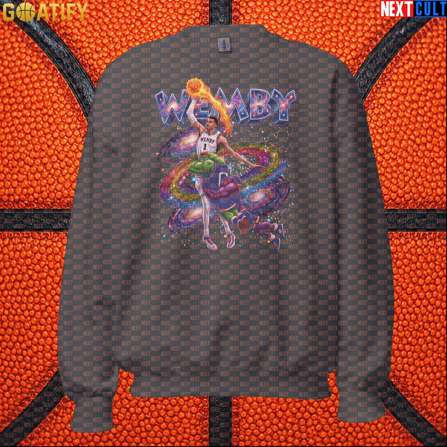 Basketball Sweatshirt Victor Wembanyama Cosmic Dunk for Spurs Fans and Space Jam Lovers |  | ["Basketball", "France", "NBA", "San Antonio Spurs", "Victor Wembanyama", "Wemby"]