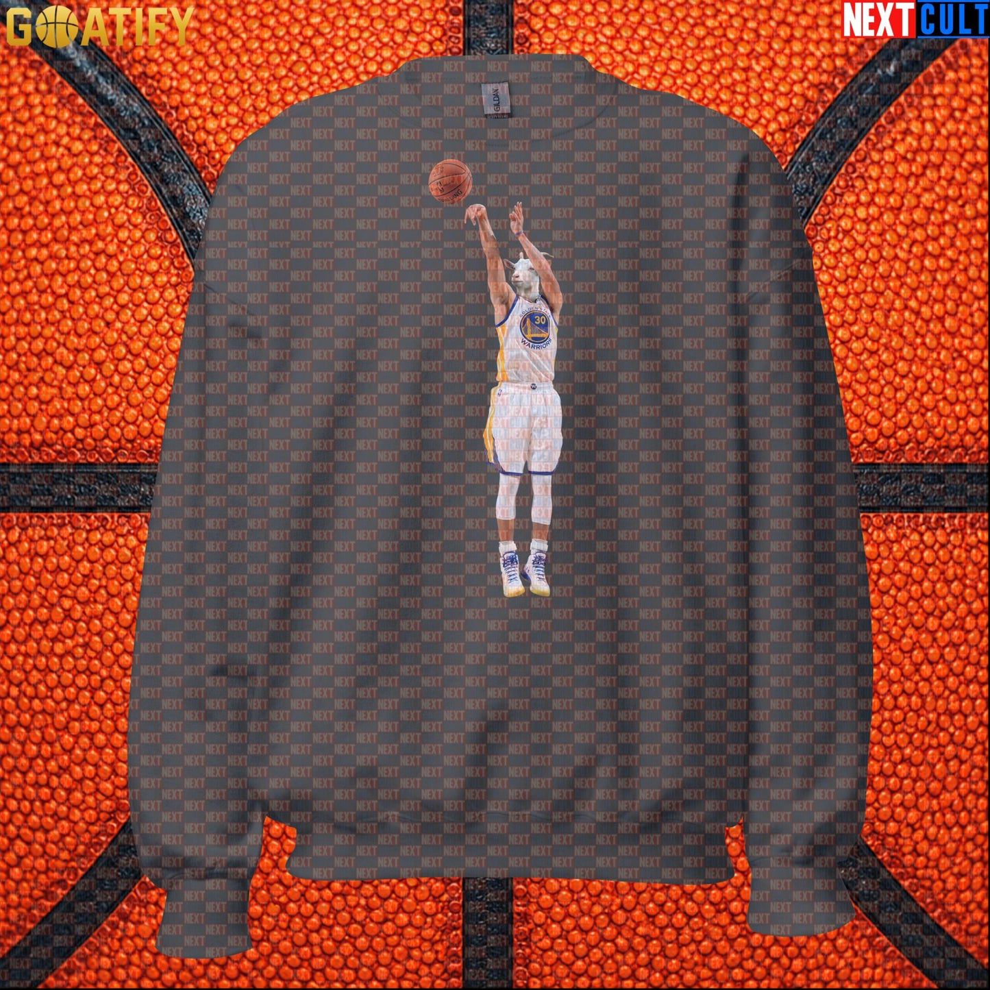 Sweatshirt Stephen Curry GOAT 3 Pointer Crewneck for Warriors Fans NBA Basketball Gift Charcoal Sweatshirts Next Cult Brand