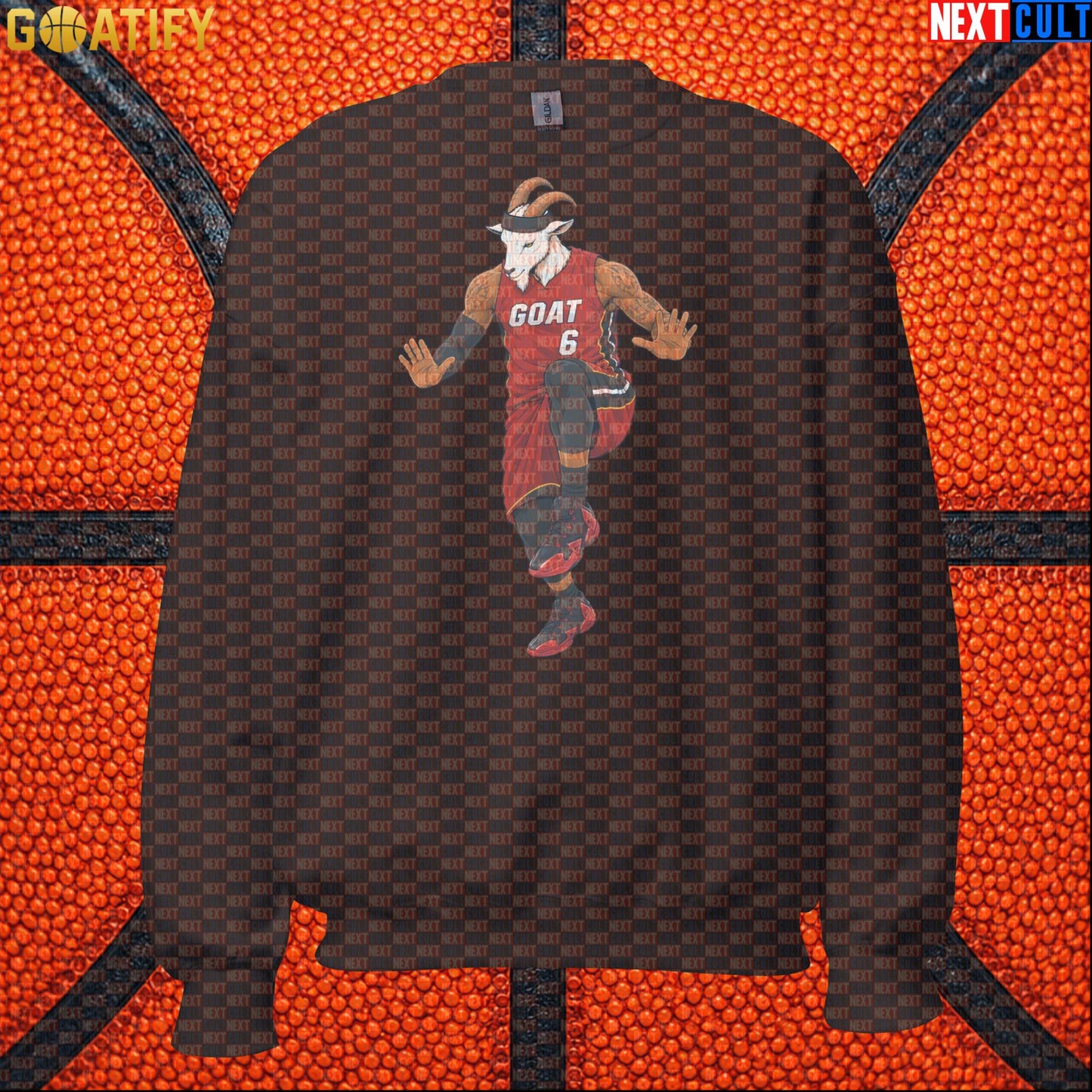LeBron James Sweatshirt – Miami Heat GOAT Crewneck Gift for Retro NBA Basketball Fans Dark Chocolate Next Cult Brand