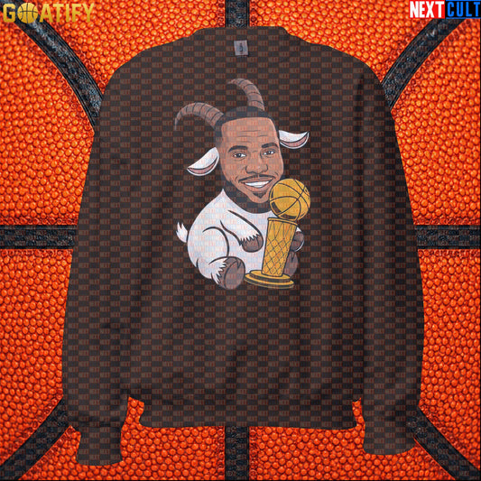 LeBron James Sweatshirt – LeGOAT Trophy Crewneck Gift for NBA Fans and Collectors |  | ["Basketball", "Cleveland Cavaliers", "LeBron James", "Los Angeles Lakers", "Miami Heat", "NBA"]