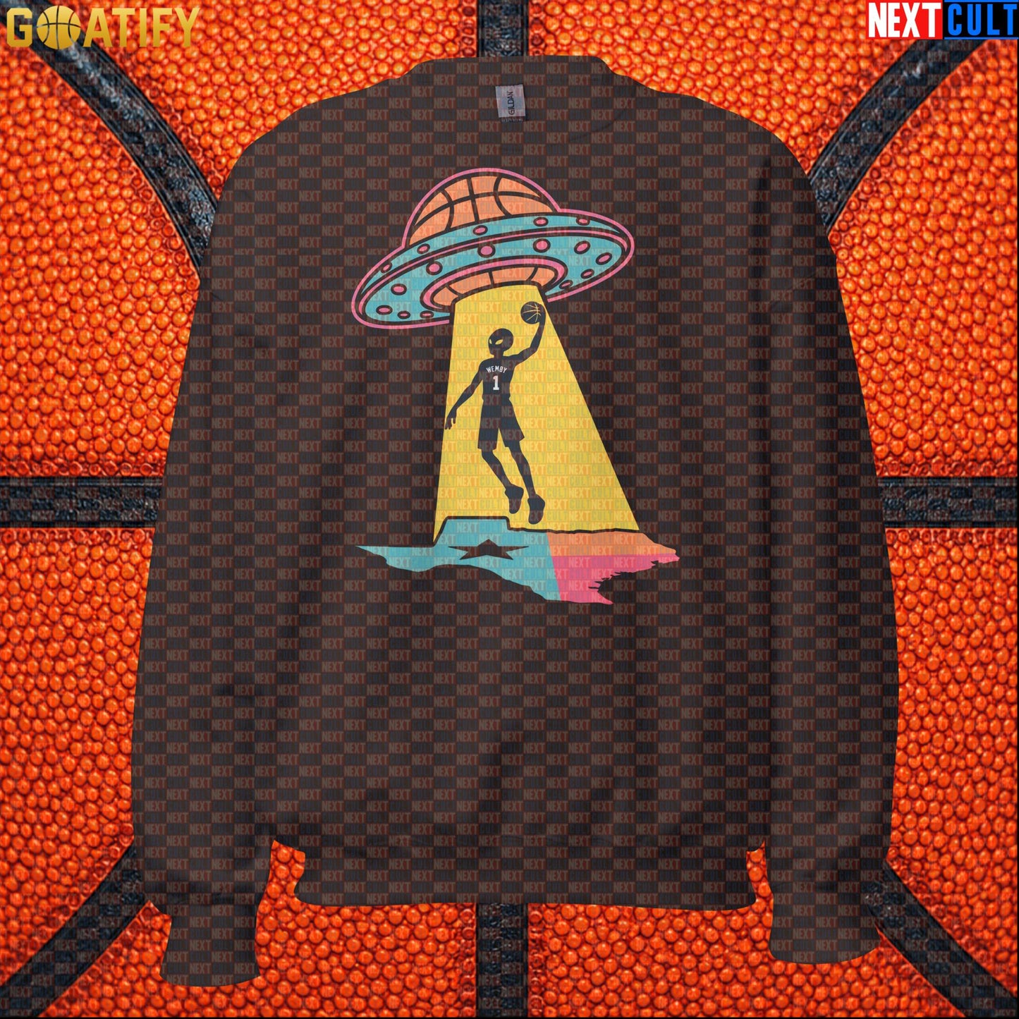 Basketball Sweatshirt Alien Wemby UFO Abduction Design for Spurs Fans and Winter Game Days |  | ["Basketball", "France", "NBA", "San Antonio Spurs", "Victor Wembanyama", "Wemby"]