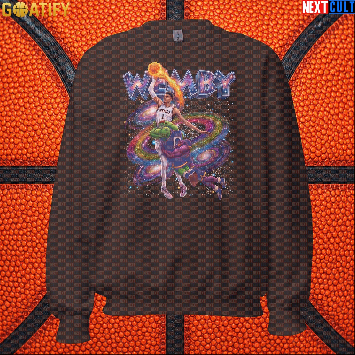 Basketball Sweatshirt Victor Wembanyama Cosmic Dunk for Spurs Fans and Space Jam Lovers |  | ["Basketball", "France", "NBA", "San Antonio Spurs", "Victor Wembanyama", "Wemby"]