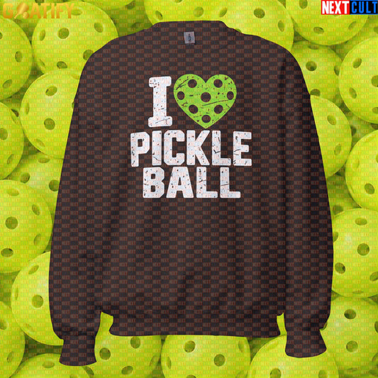 Pickleball Sweatshirt I Love Pickleball Retro Heart Crewneck for Players & Gifts | Sweatshirts | ["NCB", "Pickleball"]