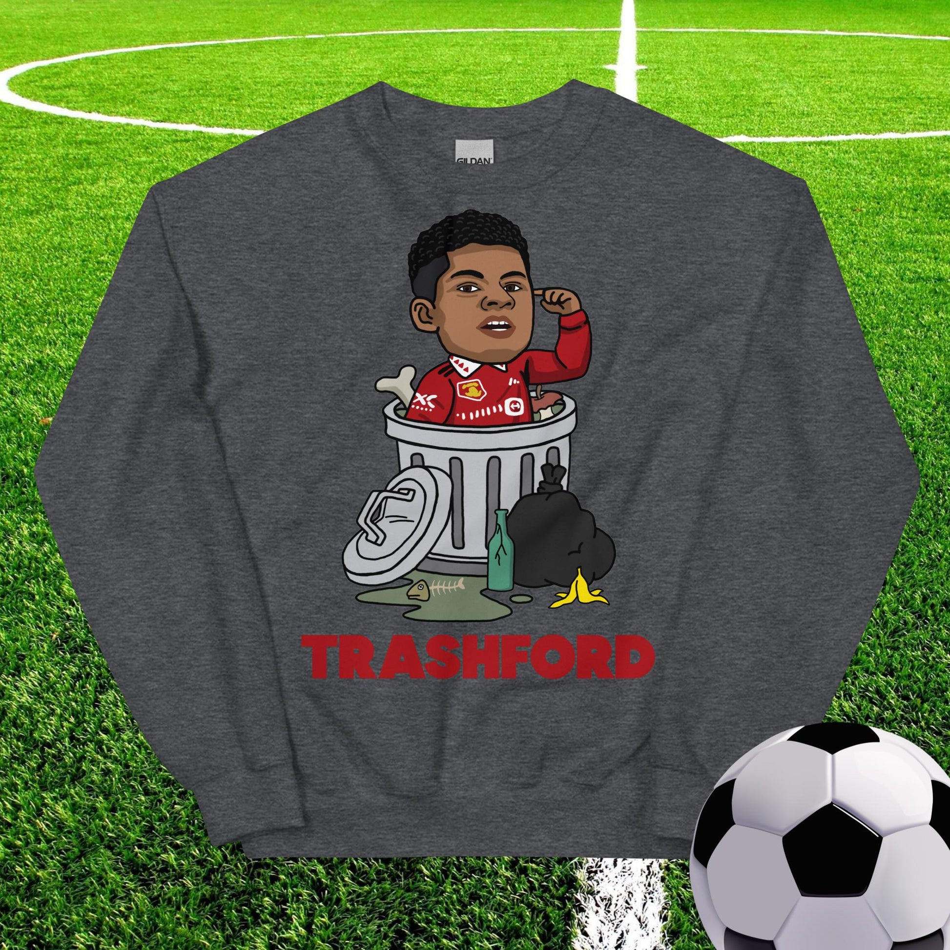 Trashford Marcus Rashford Manchester United Gift Man United Gift Marcus Rashford Unisex Sweatshirt Dark Heather Sweatshirts Football Manchester United Marcus Rashford Next Cult Brand