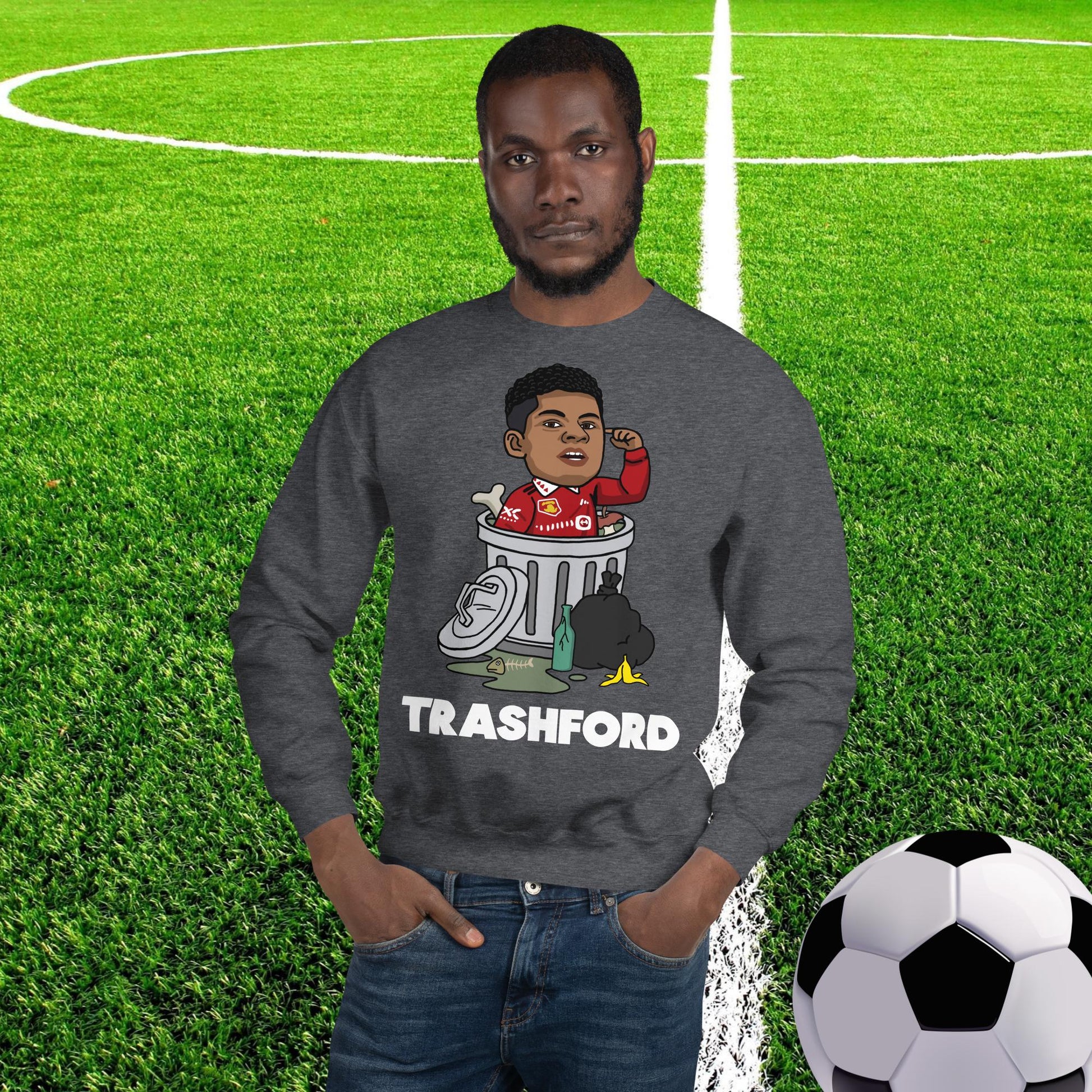 Trashford Marcus Rashford Manchester United Gift Man United Gift Marcus Rashford Sweatshirt Dark Heather Sweatshirts Football Manchester United Marcus Rashford Next Cult Brand