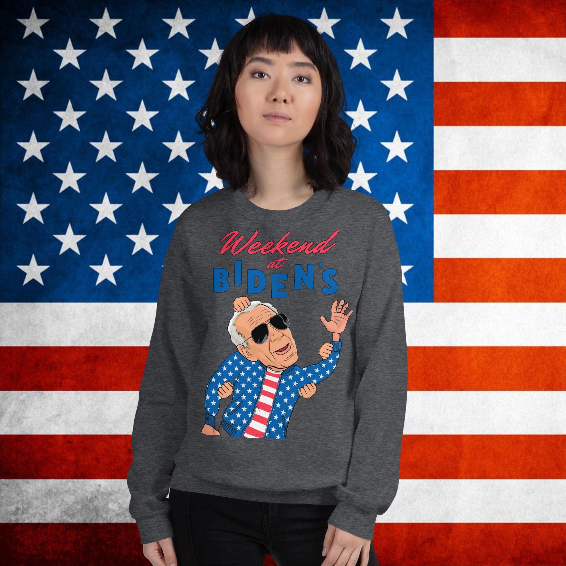 Weekend at Biden's Sweatshirt Joe Biden Meme Jumper Democrat Sweater Republican Jumper Trump Jumper Trump Gift Biden Gift 90s Vintage JumperUnisex Sweatshirt Dark Heather Sweatshirts Democrats Joe Biden Politics Next Cult Brand