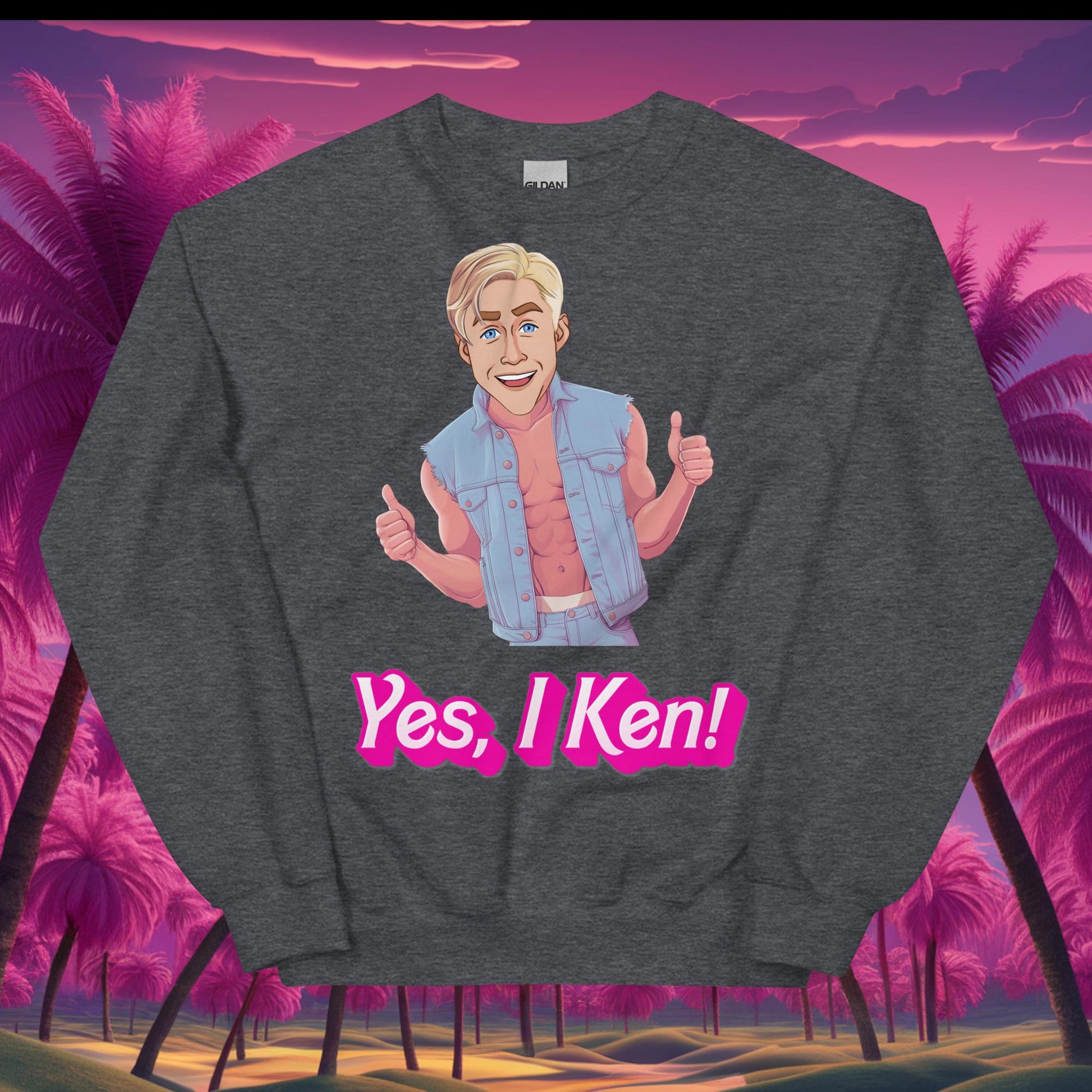 Yes I Ken Yes I can Ryan Gosling Ken Barbie Movie Unisex Sweatshirt Dark Heather Sweatshirts Barbie Celebrities Ken Movies Ryan Gosling Next Cult Brand