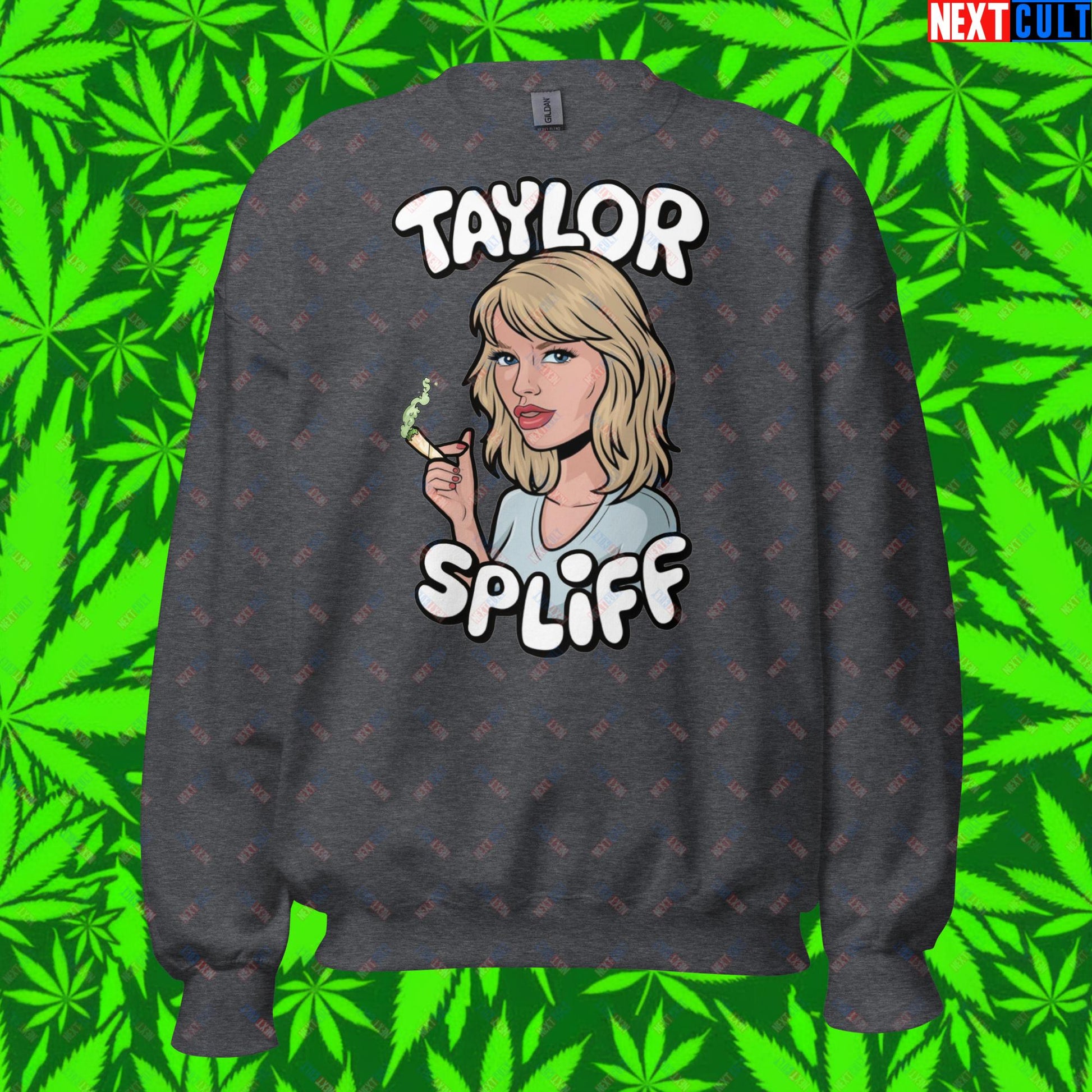 Taylor Spliff Pop Music Star Pothead Stoner Funny Weed Meme Unisex Sweatshirt Dark Heather Sweatshirts Music Weed Next Cult Brand