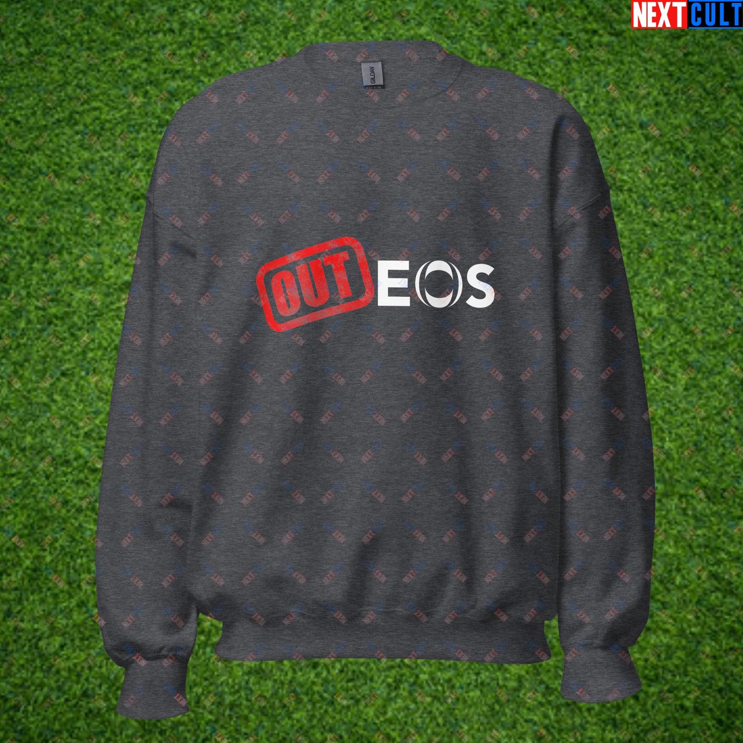 OUTEOS INEOS OUT Manchester United Protest Against Glazers, Ineos and Ratcliffe Unisex Sweatshirt Dark Heather Sweatshirts Football GlazersOut Manchester United RatcliffeOut Next Cult Brand