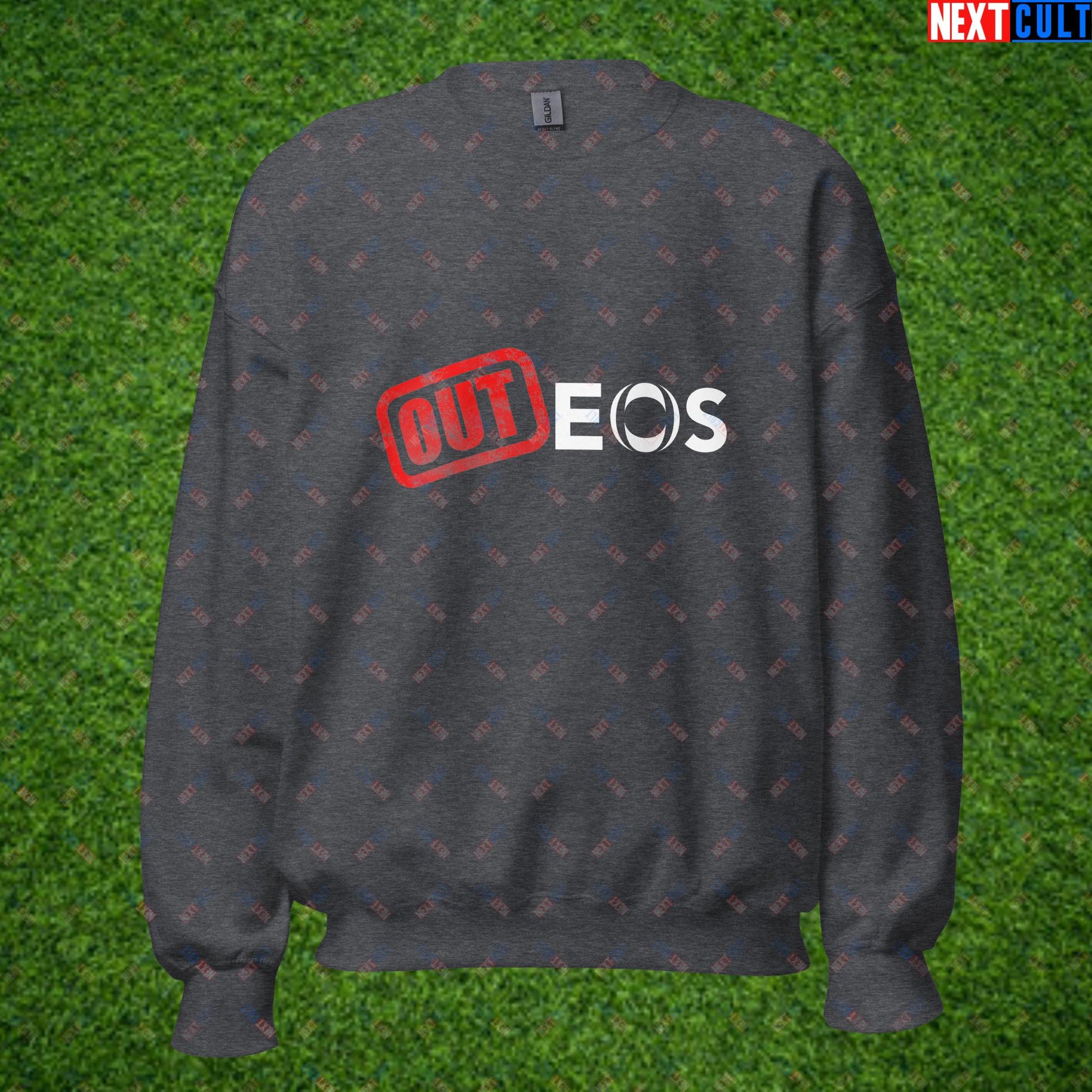 OUTEOS INEOS OUT Manchester United Protest Against Glazers, Ineos and Ratcliffe Unisex Sweatshirt Dark Heather Sweatshirts Football GlazersOut Manchester United RatcliffeOut Next Cult Brand