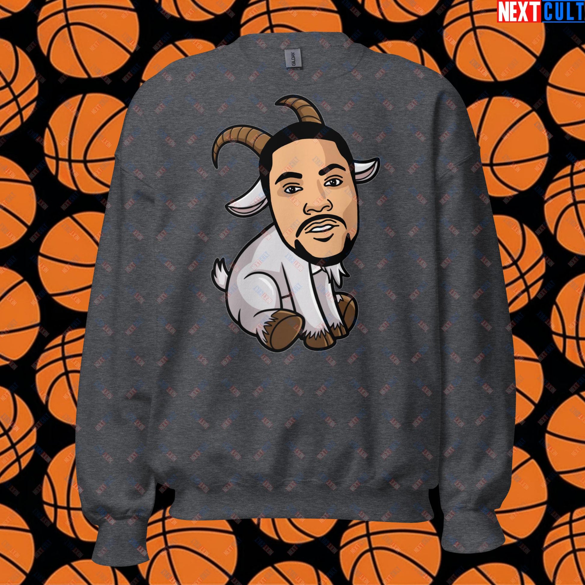 Derrick Rose G.O.A.T. Sweatshirt - Funny Basketball Meme Jumper - Greatest of All Time Pullover for Basketball Fans - Perfect Gift for Derrick Rose Fans Unisex Sweatshirt Dark Heather Sweatshirts Basketball Chicago Bulls Derrick Rose G.O.A.T. NBA Next Cult Brand