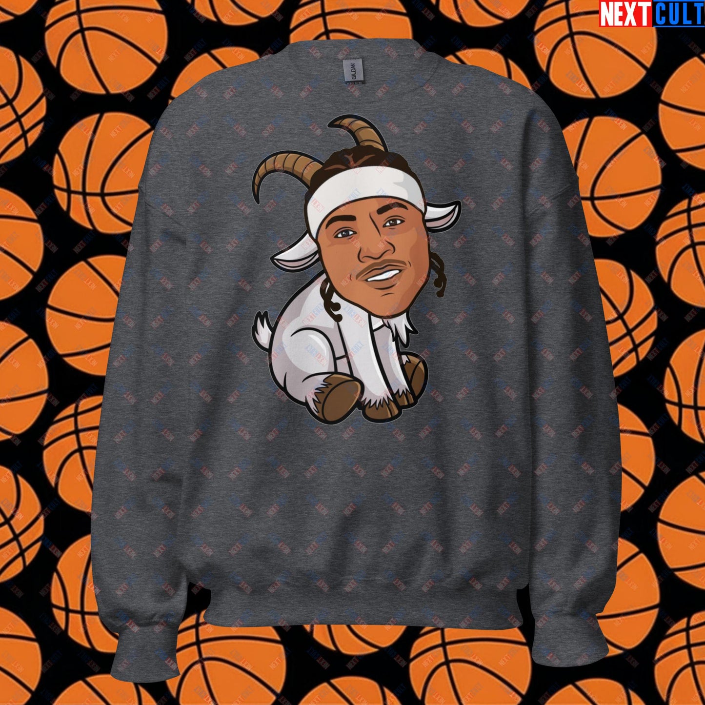 Carmelo Anthony G.O.A.T. Sweatshirt - Funny Basketball Meme Jumper - Greatest of All Time Carmelo Anthony Pullover - Perfect Gift for Basketball Fans Unisex Sweatshirt Dark Heather Sweatshirts Basketball Carmelo Anthony Denver Nuggets G.O.A.T. NBA New York Knicks Next Cult Brand