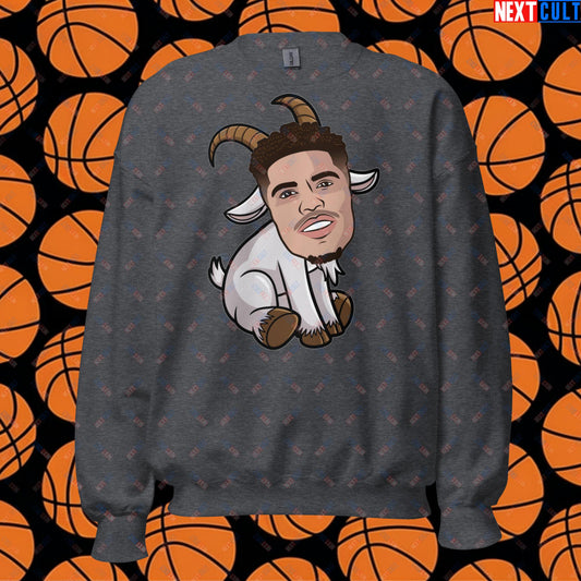 LaMelo Ball G.O.A.T. Sweatshirt - Funny Basketball Meme Jumper - Greatest of All Time Pullover for Basketball Fans - Perfect Gift for LaMelo Ball Fans Unisex Sweatshirt Dark Heather Sweatshirts Basketball Charlotte Hornets G.O.A.T. LaMelo Ball NBA Next Cult Brand