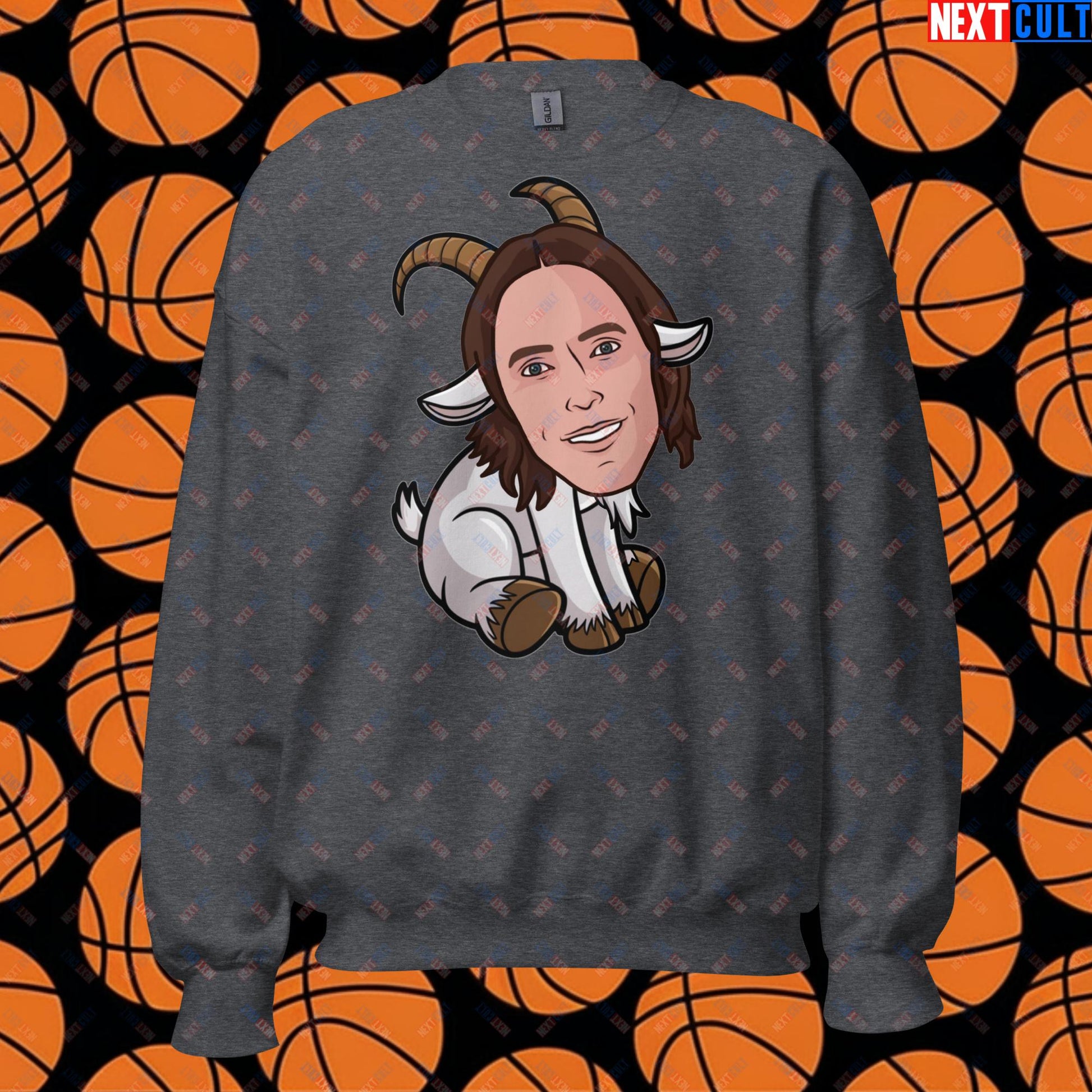 Steve Nash G.O.A.T. Sweatshirt - Funny Basketball Meme Jumper - Greatest of All Time Pullover for Basketball Fans - Perfect Gift for Steve Nash Fans Unisex Sweatshirt Dark Heather Sweatshirts Basketball Dallas Mavericks G.O.A.T. NBA Phoenix Suns Steve Nash Next Cult Brand