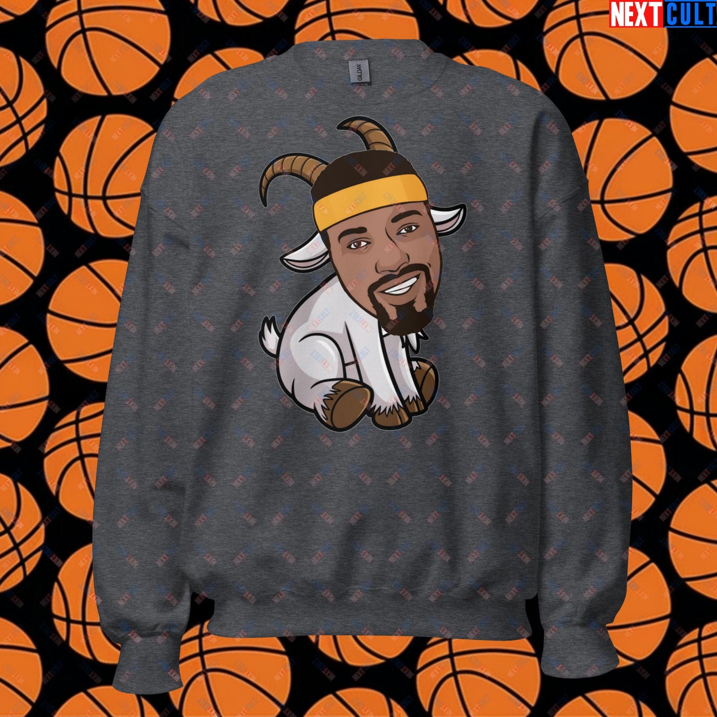 Wilt Chamberlain G.O.A.T. Sweatshirt - Funny Basketball Meme Jumper - Greatest of All Time Pullover for Basketball Fans - Perfect Gift for Wilt Chamberlain Fans Unisex Sweatshirt Dark Heather Sweatshirts Basketball G.O.A.T. Golden State Warriors Los Angeles Lakers NBA Philadelphia 76ers Wilt Chamberlain Next Cult Brand