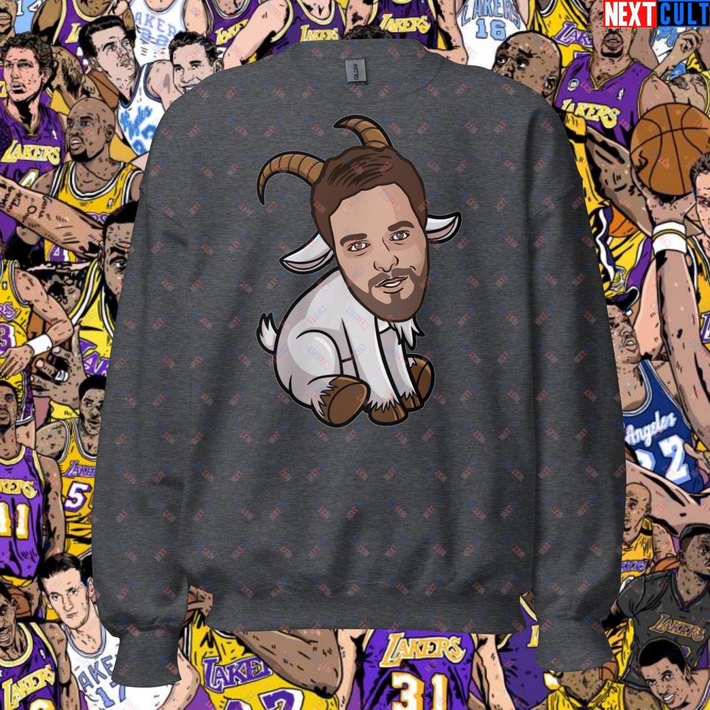 Pau Gasol G.O.A.T. Sweatshirt - Funny Basketball Meme Jumper - Greatest of All Time Pullover for Basketball Fans - Perfect Gift for Pau Gasol Fans Unisex Sweatshirt Dark Heather Sweatshirts Basketball G.O.A.T. Los Angeles Lakers NBA Pau Gasol Next Cult Brand