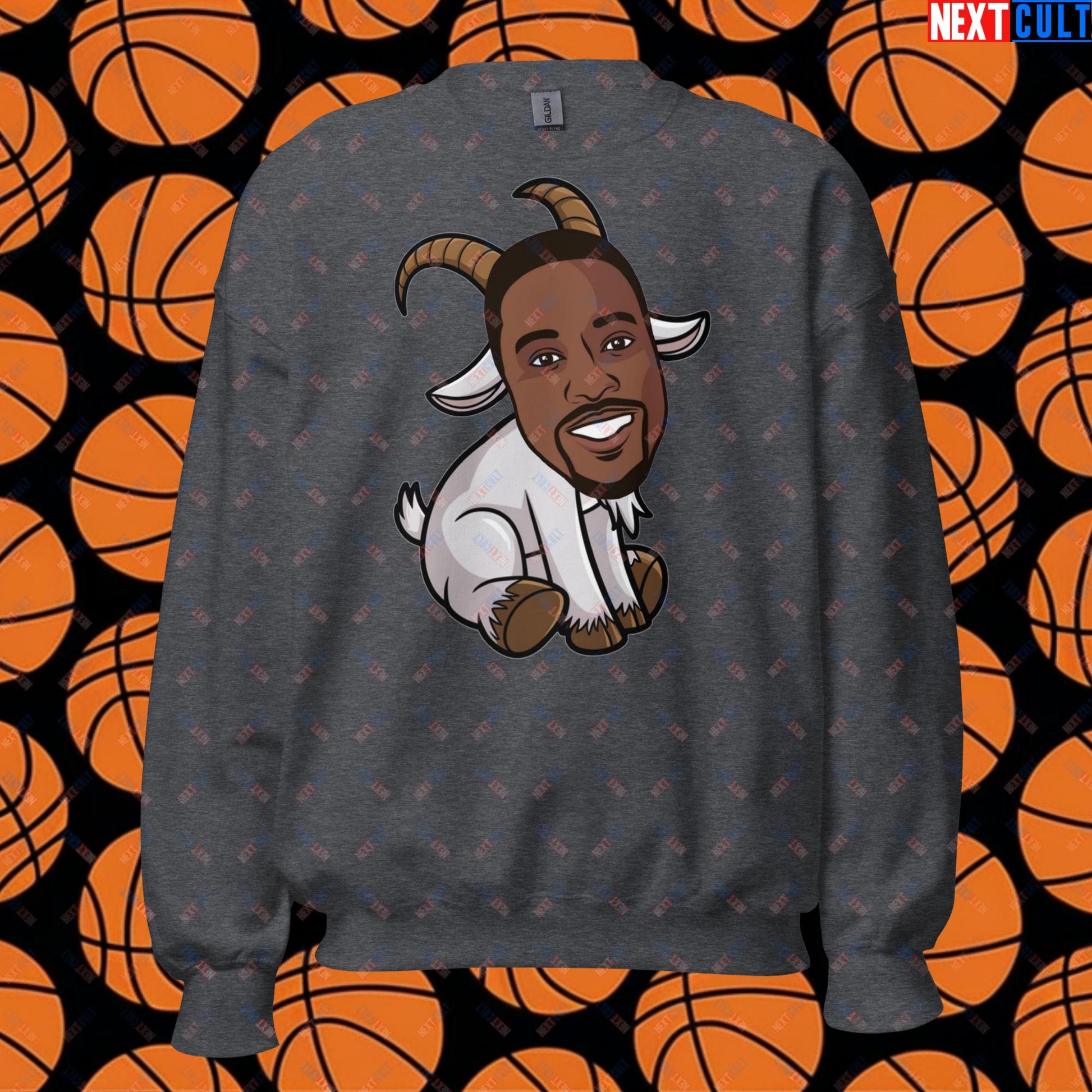 Dwight Howard GOAT Sweatshirt - Funny Basketball Meme Jumper - Greatest of All Time Pullover for Basketball Fans - Perfect Gift for Dwight Howard Fans Unisex Sweatshirt Dark Heather Sweatshirts Basketball Dwight Howard G.O.A.T. Los Angeles Lakers NBA Orlando Magic Next Cult Brand