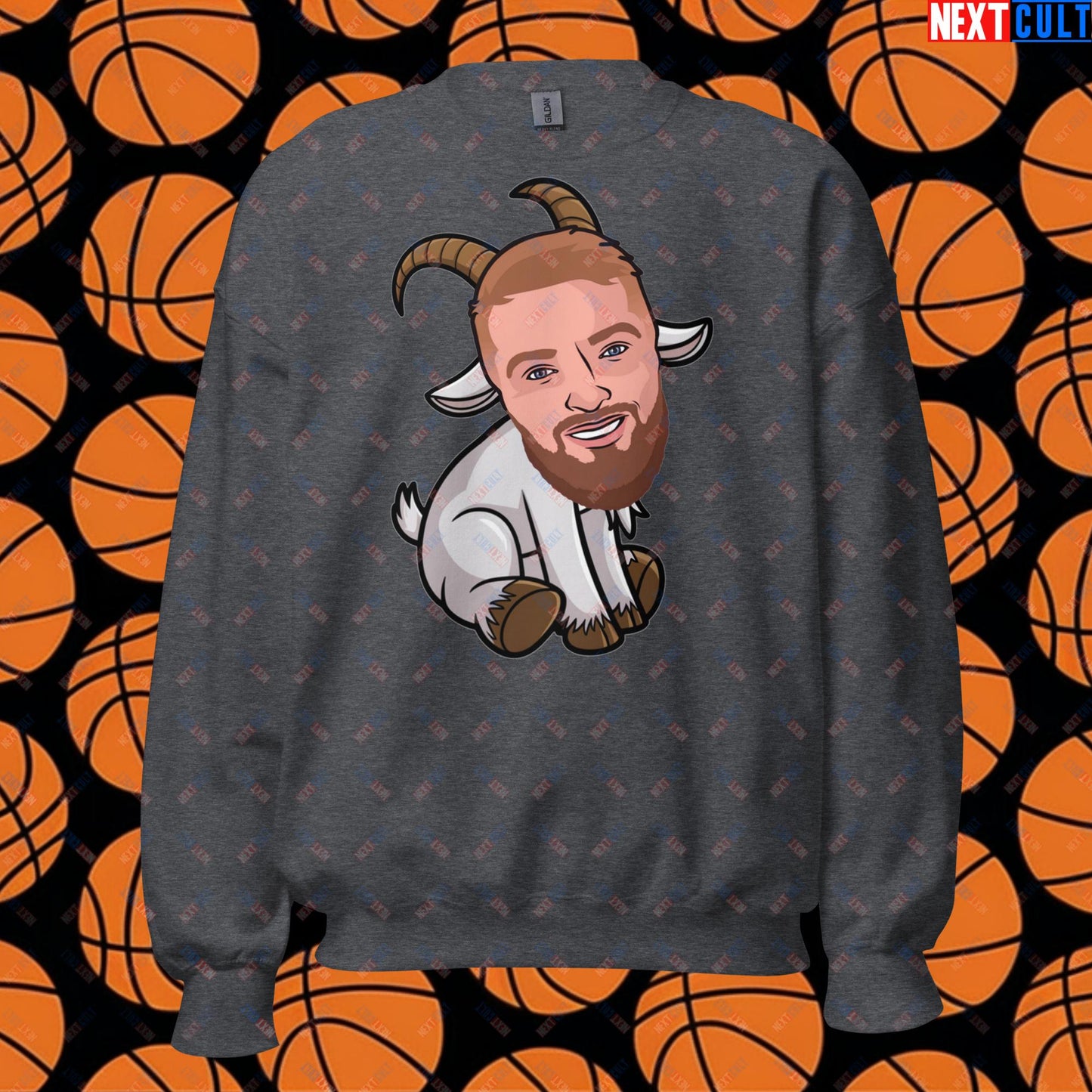 Domantas Sabonis GOAT Sweatshirt - Funny Basketball Meme Jumper - Greatest of All Time Pullover for Sacramento Kings and Lithuania Fans - Perfect Gift for Basketball Lovers Unisex Sweatshirt Dark Heather Sweatshirts Basketball Domantas Sabonis G.O.A.T. NBA Sacramento Kings Next Cult Brand