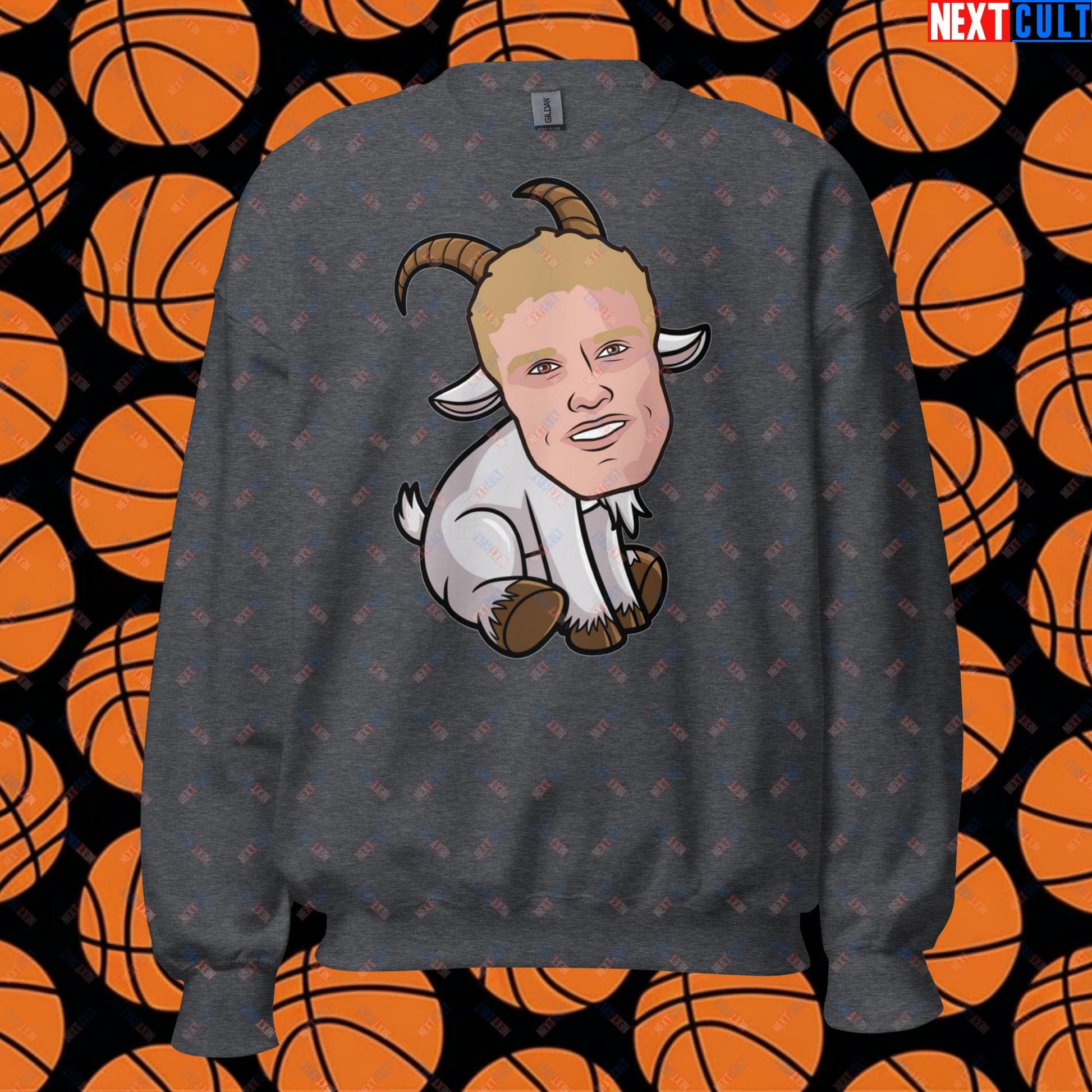 Lauri Markkanen GOAT Sweatshirt - Funny Basketball Meme Jumper - Greatest of All Time Pullover for Basketball Fans - Perfect Gift for Lauri Markkanen Fans Unisex Sweatshirt Dark Heather Sweatshirts Basketball G.O.A.T. Lauri Markkanen NBA Utah Jazz Next Cult Brand