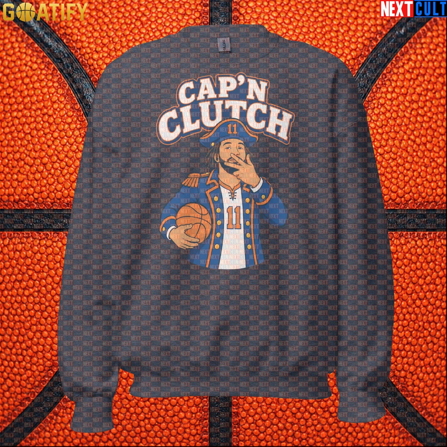 Jalen Brunson Sweatshirt – Captain Clutch Crewneck for Knicks Fans and Basketball Gifts Dark Heather Next Cult Brand