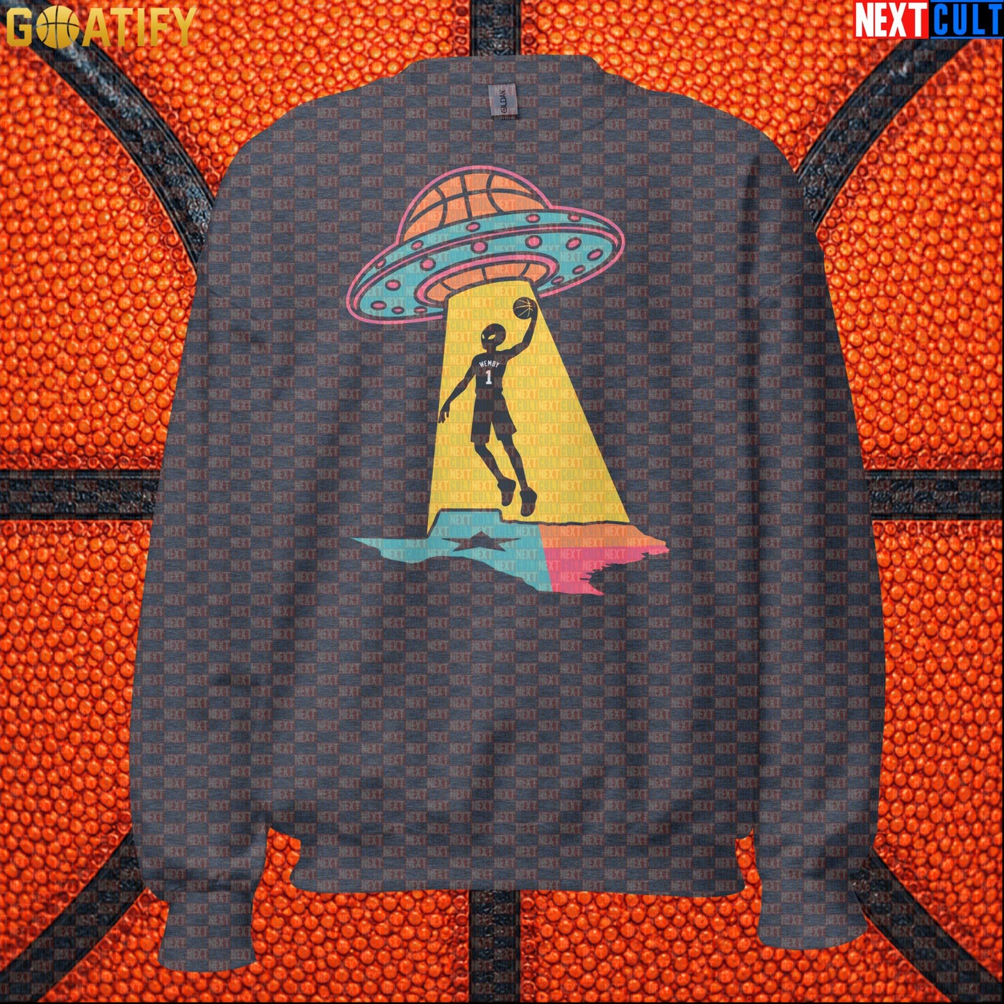 Basketball Sweatshirt Alien Wemby UFO Abduction Design for Spurs Fans and Winter Game Days |  | ["Basketball", "France", "NBA", "San Antonio Spurs", "Victor Wembanyama", "Wemby"]