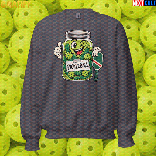 Pickleball Sweatshirt Retro Pickle Jar Joke for Players, League Nights & Sports Gifts | Sweatshirts | ["NCB", "Pickleball"]
