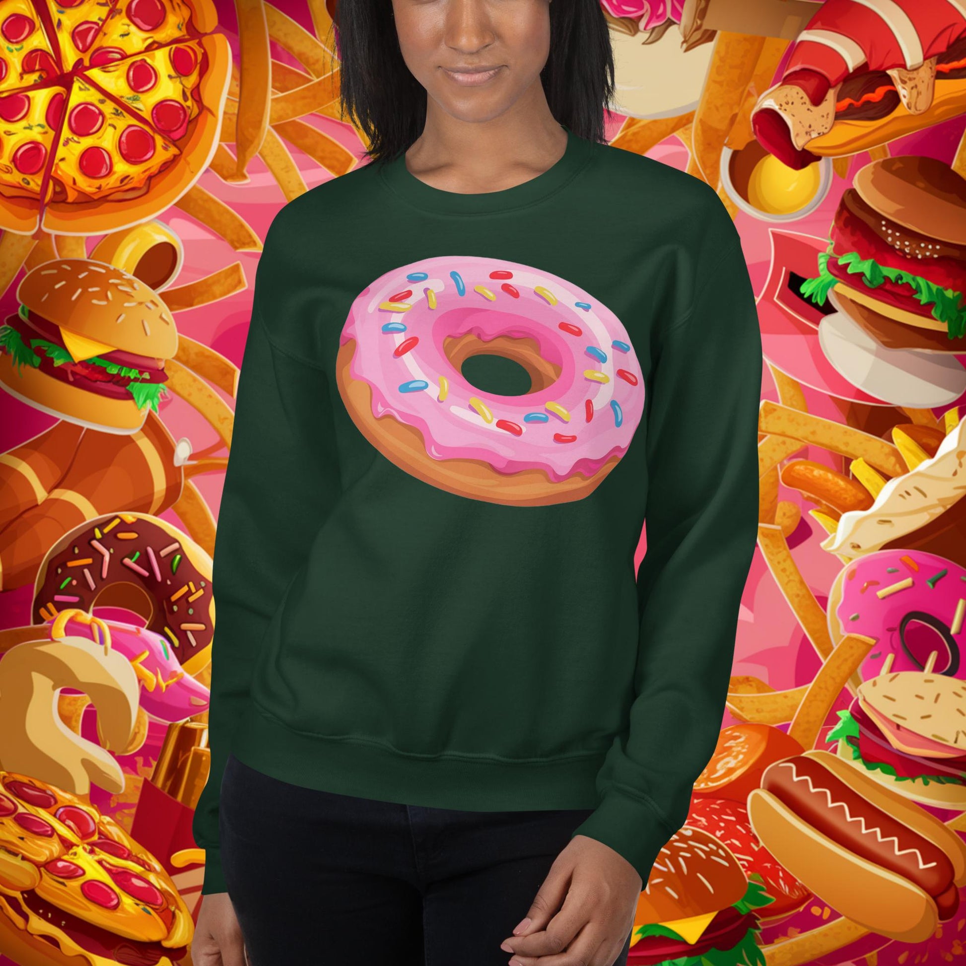 Pink Donut with sprinkles Unisex Sweatshirt Next Cult Brand