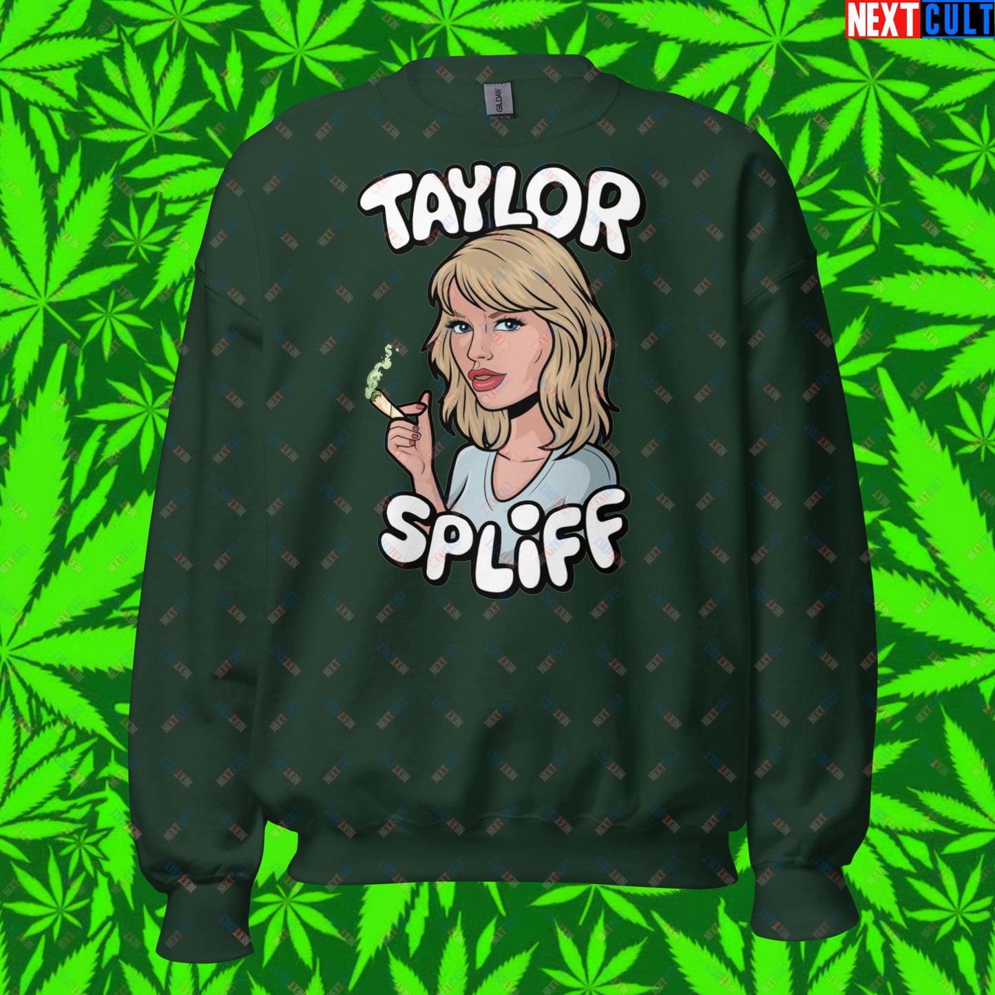 Taylor Spliff Pop Music Star Pothead Stoner Funny Weed Meme Unisex Sweatshirt Forest Green Sweatshirts Music Weed Next Cult Brand