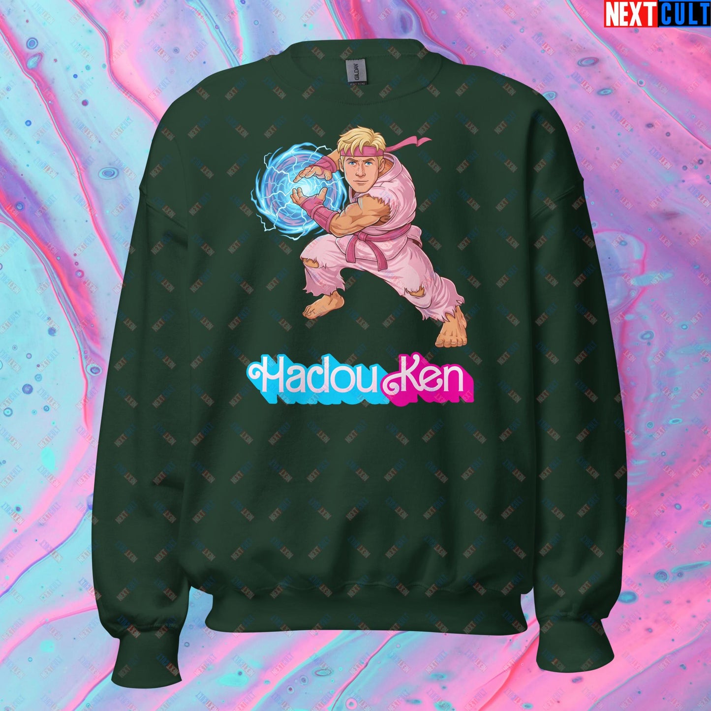 Hadouken Ken Barbie Ryan Gosling Street Fighter Funny Unisex Sweatshirt Forest Green Sweatshirts Next Cult Brand