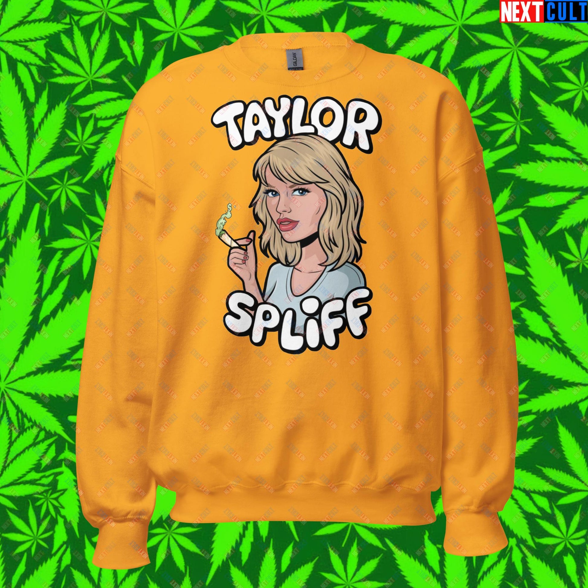 Taylor Spliff Pop Music Star Pothead Stoner Funny Weed Meme Unisex Sweatshirt Gold Sweatshirts Music Weed Next Cult Brand