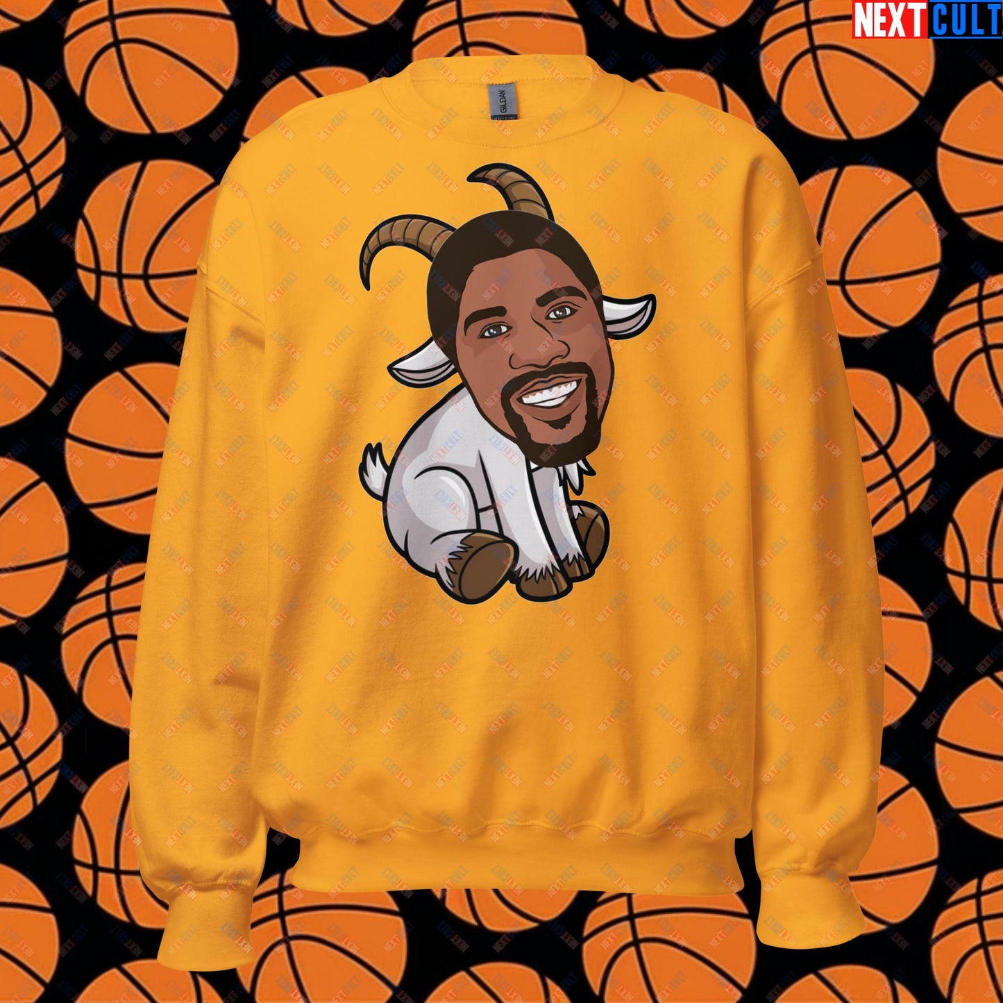 Magic Johnson G.O.A.T. Sweatshirt - Funny Basketball Meme Jumper - Greatest of All Time Pullover for Basketball Fans - Perfect Gift for Magic Johnson Fans Unisex Sweatshirt Gold Sweatshirts Basketball G.O.A.T. Los Angeles Lakers Magic Johnson NBA Next Cult Brand